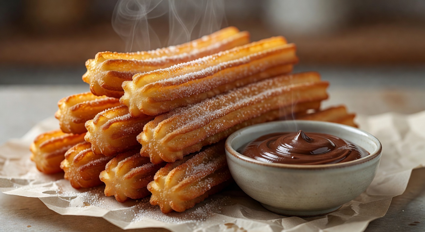 Freshly fried Churros with chocolate dip