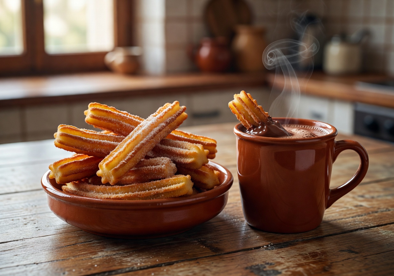 Spanish Churros with thick hot chocolate